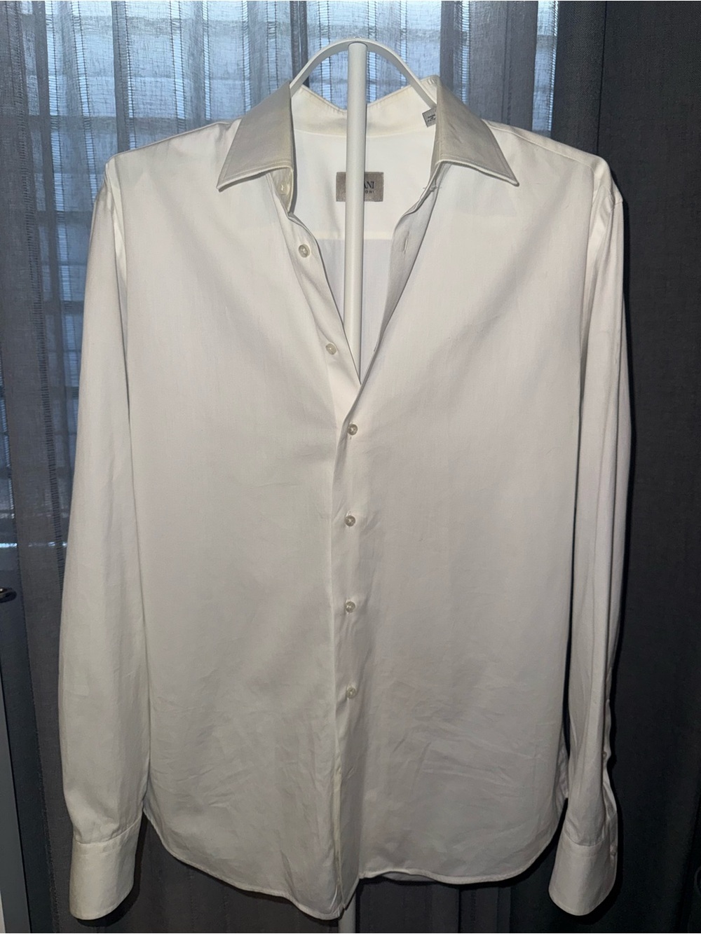 Armani Collezioni White Dress Shirt Luxury Designer Button Down Mens 16.5 42